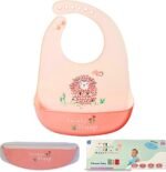 Soft Silicone Colorful Bibs, Travel Case, Reusable, Dishwasher-Safe, Adjustable, BPA-Free, Toddlers 6-48 Months